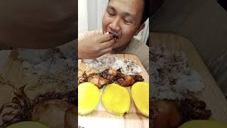 SPICY CALDERETANG PUSIT WITH MANGGO MUKBANG [upl. by Imoyik]