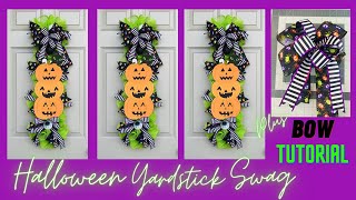 HALLOWEEN 🎃 YARDSTICK DOOR SWAG WREATH 🎃DIY 🎃CENTERPIECE GARLAND 💜 EASY amp INEXPENSIVE 💜 [upl. by Alec]