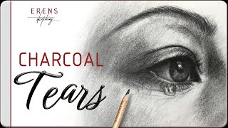 Learn to Draw a Teary Eye in Charcoal  Realistic Emotional Eye Sketch Tutorial [upl. by Ahseenal]