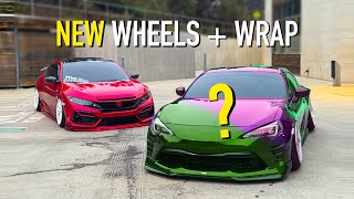 I WRAPPED my friends BRZ  NEW WHEELS for my civic [upl. by Longerich]