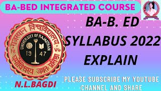 BABED SYLLABUS 2022 EXPLAINRAJASTHAN UNIVERSITY [upl. by Hanavas540]