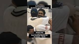 Anil Kumble’s Historic 10Wicket Haul Against Pakistan shorts cricket 🏏🔥 [upl. by Venterea]