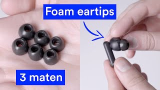 Gebruik Foam Eartips op oordopjes voor een betere pasvorm en afsluiting Rolfstone Luna ANC oortjes [upl. by Htehpaj122]