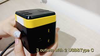 Cube 3 way extension socket with 2 usb and usb c new trend socketfoshan guanglong electrical [upl. by Cinnamon]