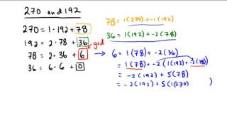 Using Euclidean algorithm to write gcd as linear combination [upl. by Ecaidnac964]