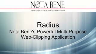 Nota Bene Software Tutorial Radius Web Clipper [upl. by Leunamesoj]