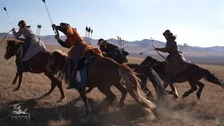 Traditional Mongolian Cavalry performing Horseback Archery  Namnaa Academy archers [upl. by Kast284]