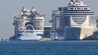 4K Carnival Horizon and Msc Seascape Departs From Miami 23112024 Horn [upl. by Mullins909]