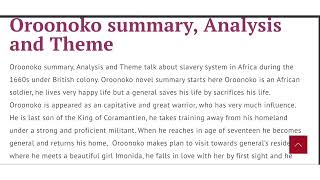 Oroonoko summary critical analysis and theme in English [upl. by Onaivatco371]