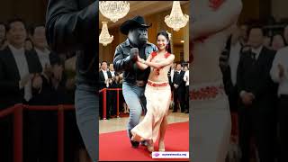 Gorilla and human have a great dance gorilla gorillahuman japanese korean [upl. by Caia133]