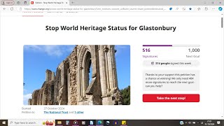 Petition to Stop World Heritage Status for Glastonbury [upl. by Maxantia879]