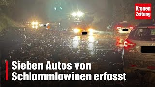 Sieben Autos von Schlammlawinen erfasst  kronetv NEWS [upl. by Eiramave]