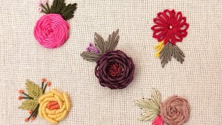 5 Basic Flower Embroidery For Beginners  Hand Embroidery Tutorial for Beginners  Gossamer [upl. by Albertson]