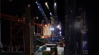 Massive Heavy Duty Dock Cranes Loading Containers Aboard Mega Container Ship [upl. by Bernetta]