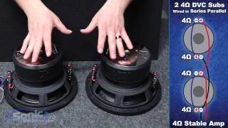 How to Wire Two Dual 4 ohm Subwoofers to a 4 ohm Final Impedance  Car Audio 101 [upl. by Maxa]