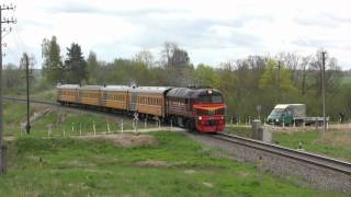 Тепловоз М621198 на перегоне ЗвареТукумс  M621198 between Tukums and Zvare station [upl. by Ronalda]