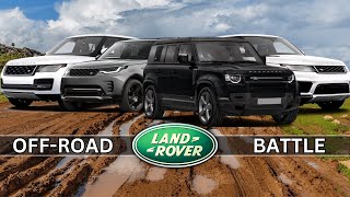 Discovery v Defender v Evoque v Sport v Range Rover OFFROAD 4x4 Battle [upl. by Anelrats226]