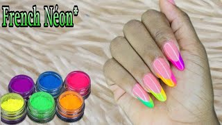 Men koman pou aplike poud neon  French Néon  ombré nails [upl. by Adina]