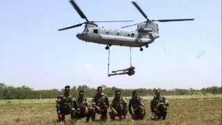 Exercise AAKRAMAN  INDIAN ARMY 105mm Artillery amp AIR FORCE CHINOOK Heli [upl. by Spiros]