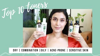 TOP 10 TONERS AVAILABLE IN INDIA  FOR OILY ACNE DRY COMBO SENSITIVE SKIN  Chetali Chadha [upl. by Tsirc633]