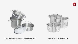 Simply Calphalon Stainless Steel 8 Qt Covered MultiPot with Strainer and Steamer Inserts Compariso [upl. by Esme]