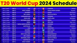 T20 World Cup 2024 Schedule  T20 World Cup 2024 Time Table Groups Format amp Schedule [upl. by Duma]