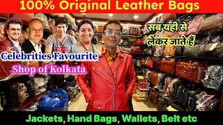 Original Leather Bags Jackets Wallet Purse Belt In Leather World Kolkata l vlog [upl. by Nudnarb]