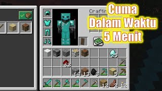 Pertama Survival Bisa Full Diamond Armor amp Tools Hanya Dalam 5 Menit [upl. by Nyladnohr]