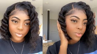 EASY Crimped Bob Wig Install BEGINNER FRIENDLY [upl. by Marbut]