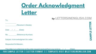 Order Acknowledgment Letter  Letter of Acknowledgement for Order [upl. by Ainivad]