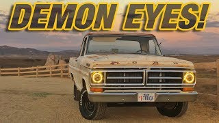 My F100 Gets DEMON EYES Auxbeam Halo install [upl. by Ellirehs]