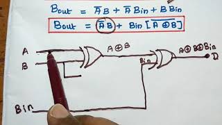 Implementation of Full Subtractor using Half Subtractors [upl. by Jarrow]