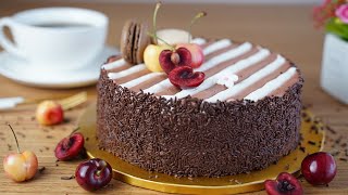 컵 계량  블랙 포레스트  체리 초코 케이크  Black Forest Cake Recipe Forêt Noire  Cherry Chocolate Cake  포레누아 [upl. by Omsare]