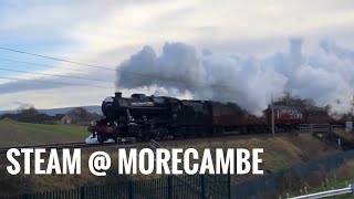 Steam train “Santa Special” Stanier 8F 48151 Morecambe South Junction [upl. by Amluz604]