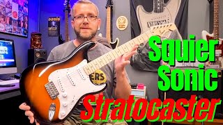 UNBOXING Squier by Fender Sonic Stratocaster Review [upl. by Vinny]