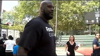 Shaq checks out street basketball in Harlem [upl. by Llenyl924]