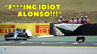 Esteban Ocon and Fernando Crash in Brazilian GP Sprint Shootout  Circuit Reaction [upl. by Duval]