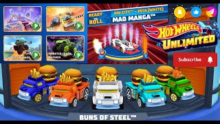 Hot Wheels Unlimited Mattel Games PUZZLE RACE AND ENDLESS RUNNER WITH BUNS OF STEEL FOR MAD MANGA🔥🔥 [upl. by Wieche]