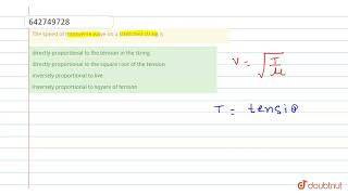 The speed of transverse wave on a stretched string is  11  WAVES  PHYSICS  NCERT FINGERTPS [upl. by Sup114]