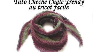 TUTO TRICOT CHECHE CHALE TRENDY BORDURE PICOT AU TRICOT FACILE EASY SHAWL KNIT [upl. by Halette]