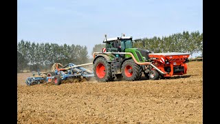 Bini Entreprise agricole aux semis des engrais vert avec un Fendt 822vario et son lemken Kara 9 [upl. by Ynnoj330]