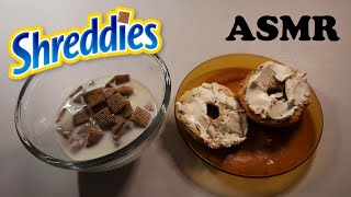 SHREDDIES amp EVERYTHING BAGEL WITH CREAM CHEESE ASMR MUKBANG [upl. by Wayolle]