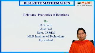 LEC19 Discrete Mathematics Relations  Properties of Relations by Ms D Srivalli [upl. by Destinee655]