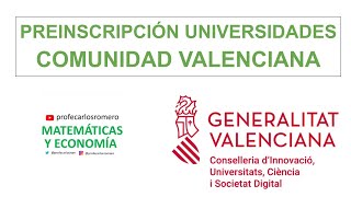 OFICIAL  PREINSCRIPCIÓN UNIVERSIDADES COMUNIDAD VALENCIANA [upl. by Cherida]