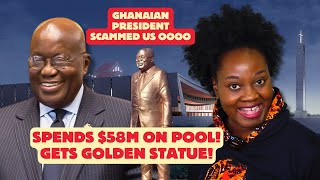 Ghana President Spends 58 Million On Swimming Pool Gets A Golden Statue [upl. by Marcile792]