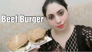 Mei Ny Bnyai Beef Burger🍔  Very Esey Recipe  Beef Burger  Eshaal Vlog [upl. by Alleunam200]