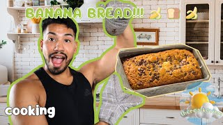 MOIST CHOCOLATEY BANANA BREAD  how to bake [upl. by Hotze317]