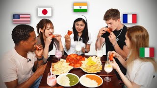 People Try INDIAN FOOD For The First Time Tandoori Lassi Curry ASMR MUKBANG [upl. by Gabbi]