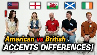 American VS British England Wales Scotland Ireland English Accents Differences [upl. by Llenahs407]