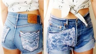 DIY Lace Denim Shorts [upl. by Llenrap324]